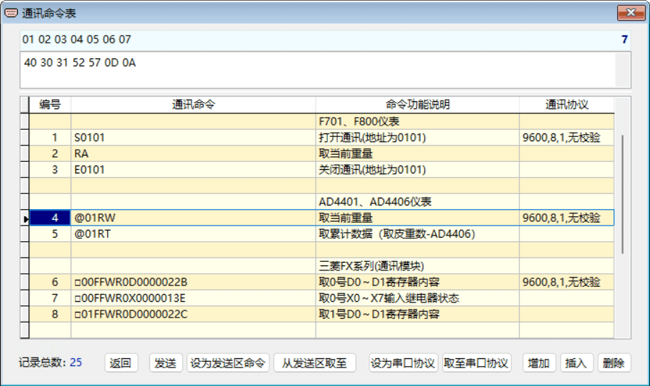 通讯命令表